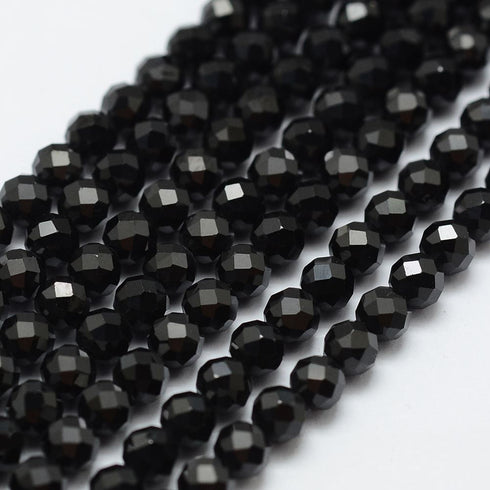 Black Spinel Faceted Round 4mm