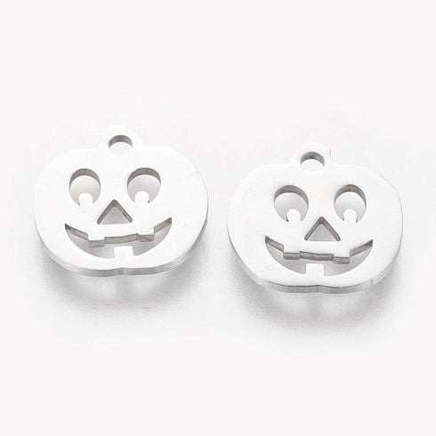Pumpkin Jack-O'-Lantern Stainless Steel Charm 12X12X1mm