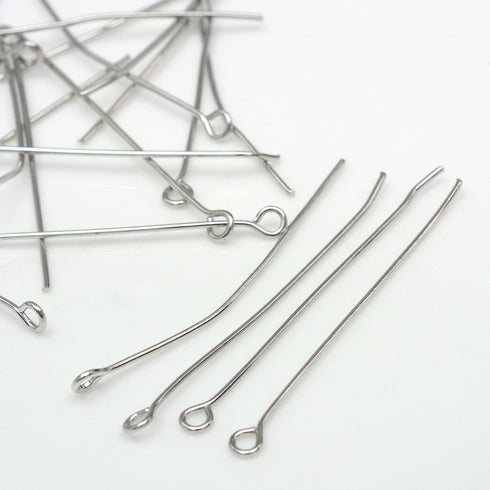 Iron Eye Pin Platinum Color 45X0.7mm 100pcs