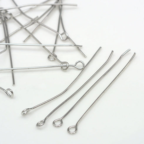 Iron Eye Pin Platinum Color 45X0.7mm 100pcs