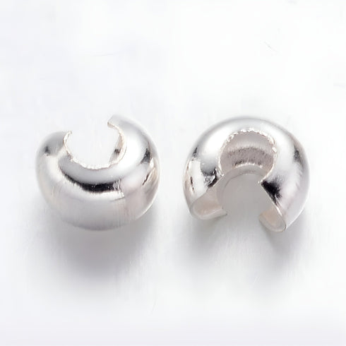 Silver Color Iron Crimp Bead Covers 5mm 24pcs