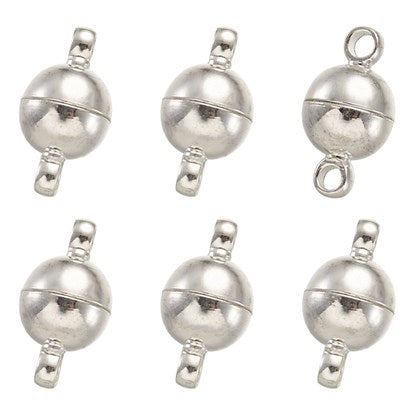 Alloy Magnetic Clasp Silver Color 8X13mm 6PC