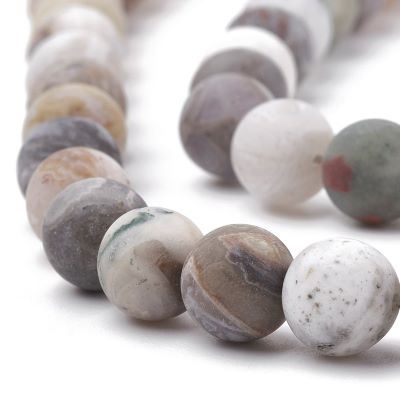 Bamboo Leaf Agate Frosted Round Beads 8mm