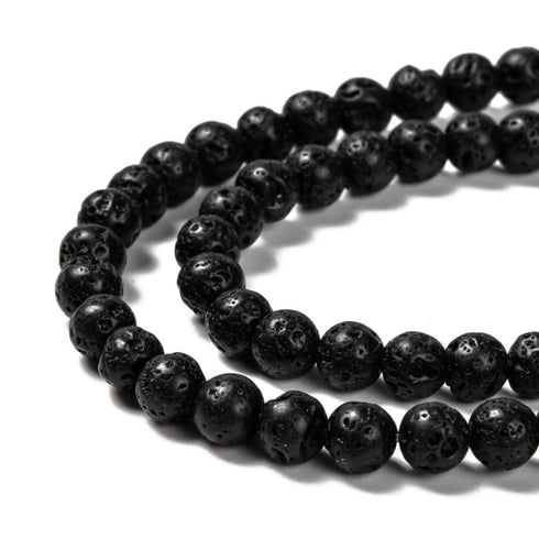 Black Lava Beads Round 6 mm