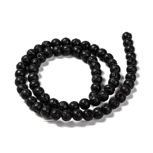 Black Lava Beads Round 6 mm