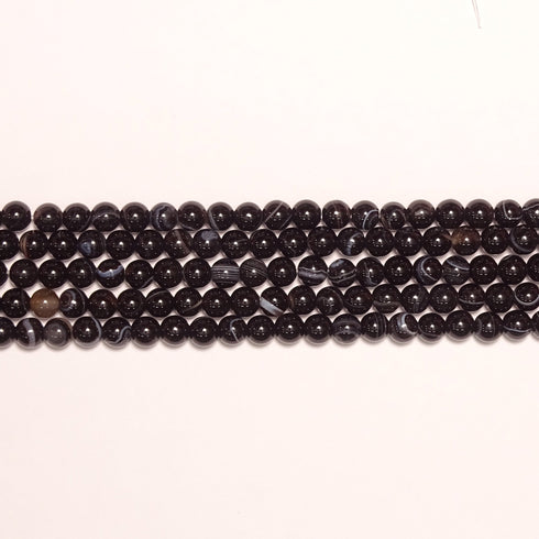 Black Sardonyx Round Beads 6mm