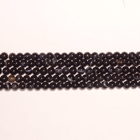 Black Sardonyx Round Beads 6mm