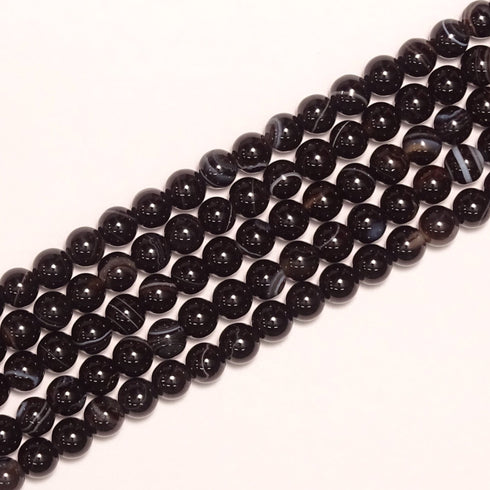 Black Sardonyx Round Beads 6mm