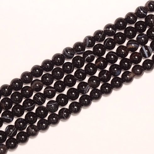 Black Sardonyx Round Beads 6mm