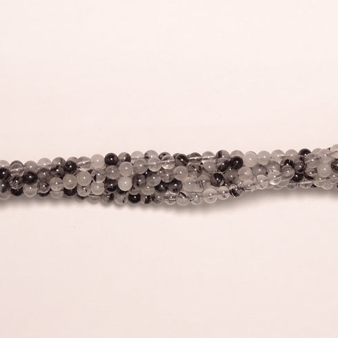 Black Tourmalated Quartz Round Beads 4mm