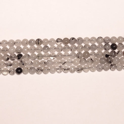 Black Tourmalated Quartz Round Beads 6mm