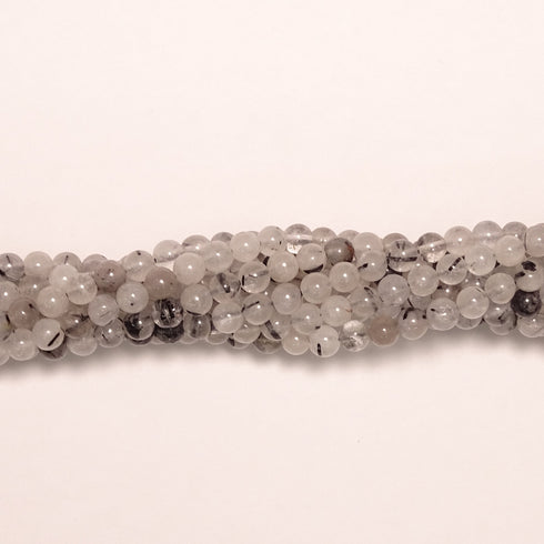 Black Tourmalated Quartz Round Beads 6mm