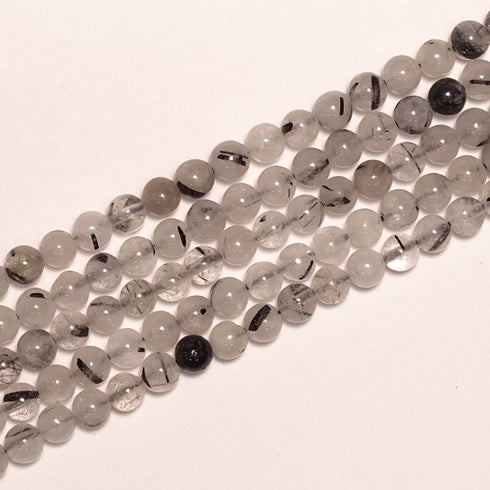 Black Tourmalated Quartz Round Beads 6mm