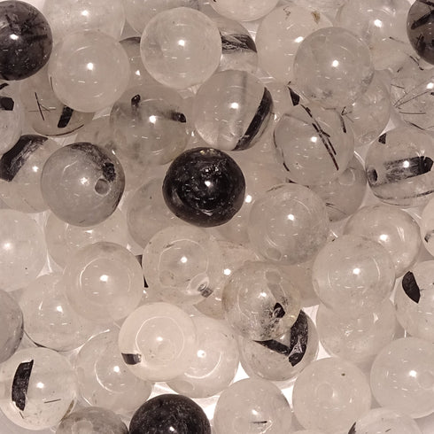 Black Tourmalated Quartz Round Beads 6mm
