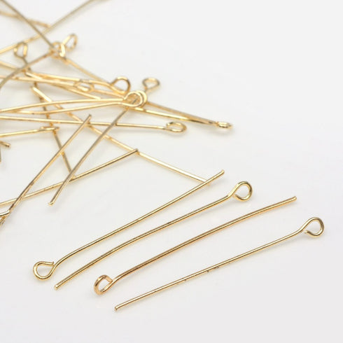 Iron Eye Pin Gold Color 65X0.7mm 100pcs