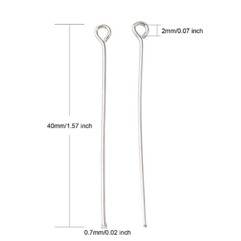 Iron Eye Pin Platinum Color 45X0.7mm