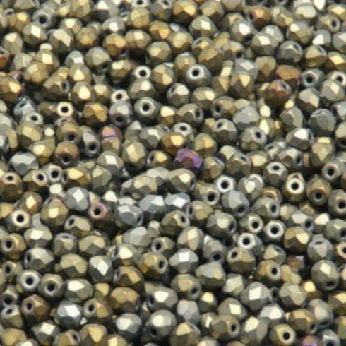 Jet Brown Iris Matte Faceted Beads 3mm