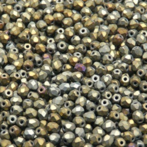 Jet Brown Iris Matte Faceted Beads 3mm