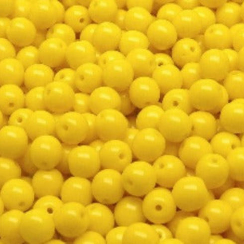 Opaque Yellow Round Beads 6mm
