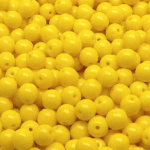 Opaque Yellow Round Beads 6mm