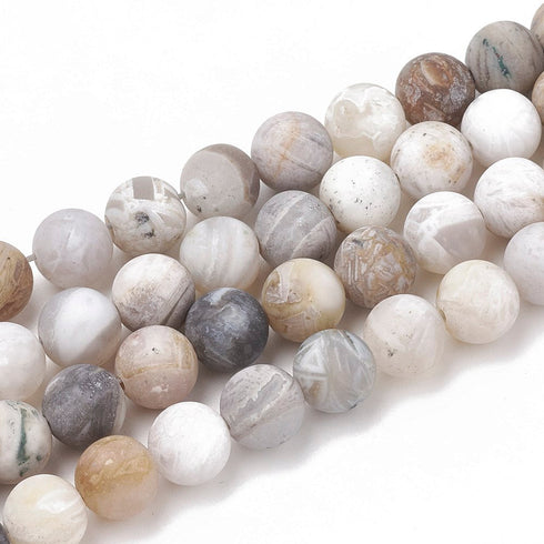 Bamboo Leaf Agate Frosted Round Beads 6mm
