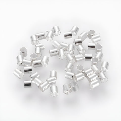 Silver Plated Brass Crimp Tubes 2mm 100pcs