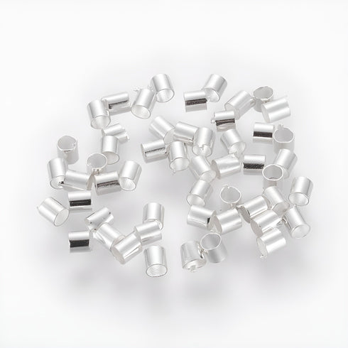 Silver Plated Brass Crimp Tubes 2mm 100pcs
