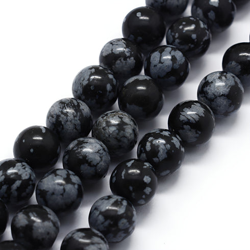 Snowflake Obsidian Round Beads 8mm