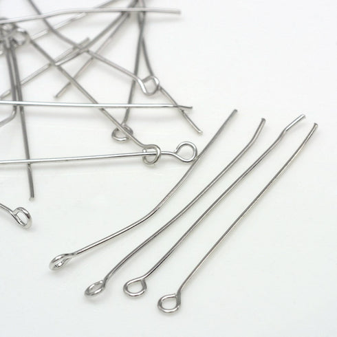 Iron Eye Pin Platinum Color 65X0.7mm 100pcs