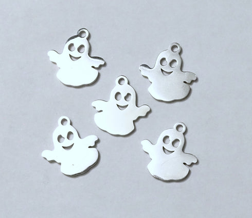 Stainless Steel Laser Cut Ghost Silver Color 5pc