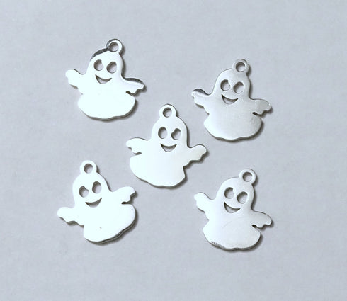 Stainless Steel Laser Cut Ghost Silver Color 5pc