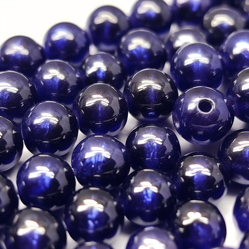 Dark Sapphire White Luster Round 8mm