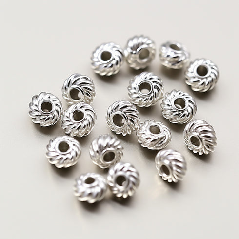 Tibetan Style Spacer Twist Silver Color 4mm 24pc