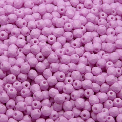 Alabaster Pink Neon Silk Matte Faceted 3mm