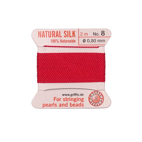 Griffin Silk Thread Red No. 8 - 0.8mm