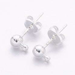 Silver Plated Ear Post With Loop 4mm 6 Pairs