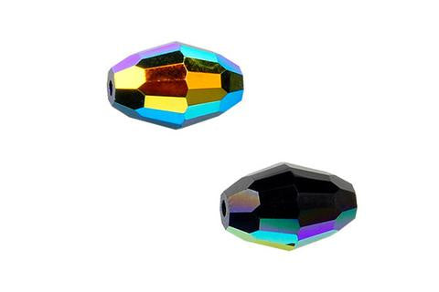 Faceted Oval Jet (AB) 9X6mm 4pc