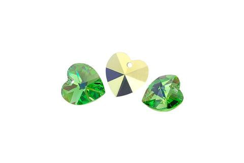 Heart Pendant Peridot (AB) 14mm 2pc