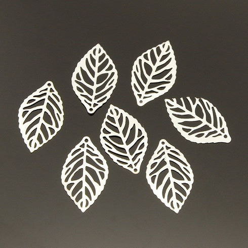 Silver Plated Iron Leaf Pendant 12pcs