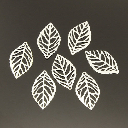 Silver Plated Iron Leaf Pendant 12pcs