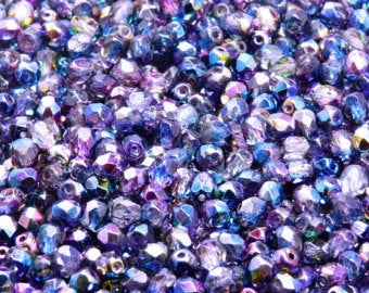Crystal Blue Pink Magic Faceted 4mm