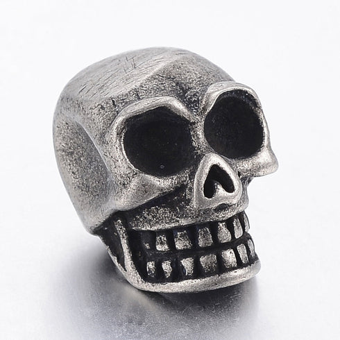 Large Hole Skull Antique Silver 2pcs