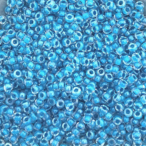 11-0218 - Crystal/Light Aqua Inside Color Lined 10 grams