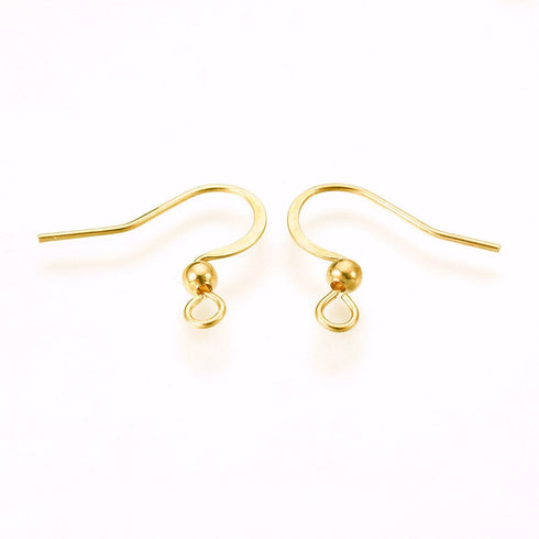 Stainless Steel Earhooks Gold Color 6pcs