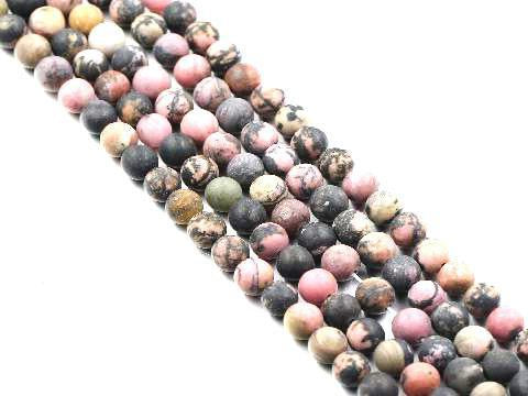 Matte Black Rhodanite Round Beads 6mm