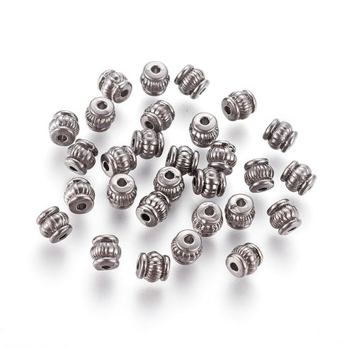 Tibetan Style Spacer Barrel Gunmetal 5mm 12pc