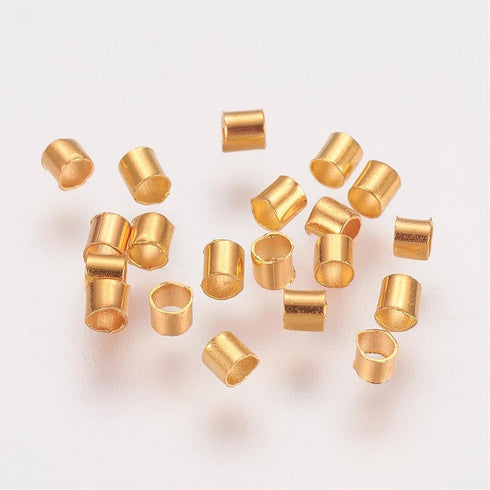 Gold Plated Brass Crimp Tube 2mm 100pcs