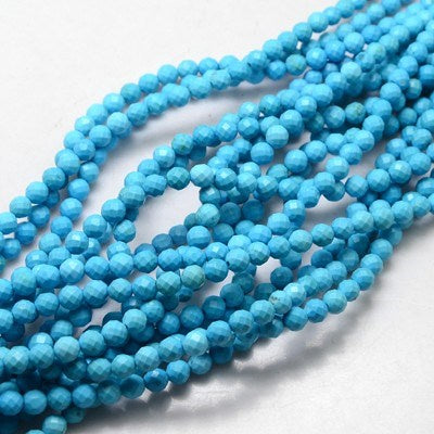 Magnesite (Sky Blue) Faceted Round Beads 6mm