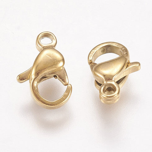 Stainless Steel Clasp Golden 9X6X3mm 6pc