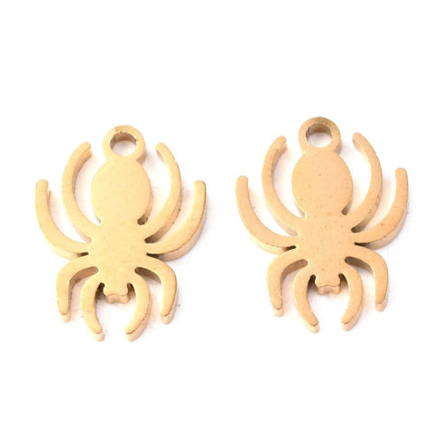 Stainless Steel Laser Cut Spider Gold Color 5pc